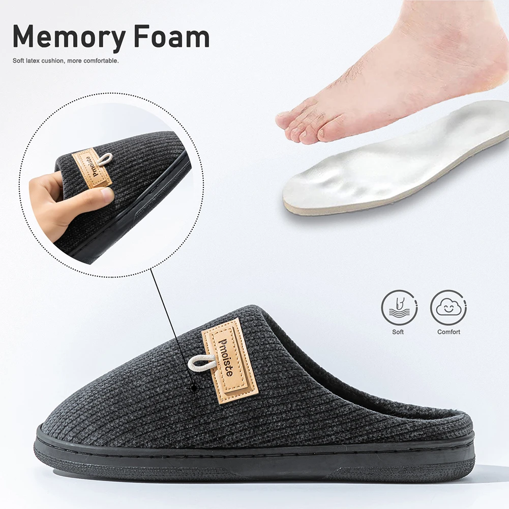 House Slippers for Men Warm Non Slip Indoor Knitted Memory Foam TPR Sole Cushion Home Shoes Winter Luxury Designer Comfort