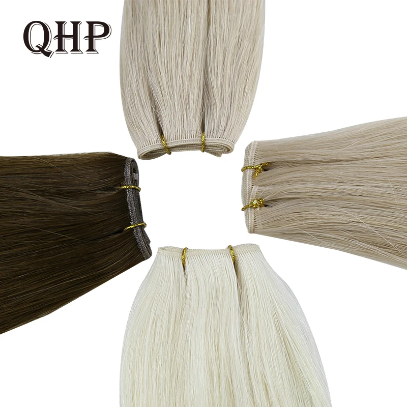 Gebunden Haar Schuss Extensions Gerade Brasilianische Raw Reine Natürliche Haar Bundless Doppel Schuss Seamles Handgemachte Nähen In Seidige 100G