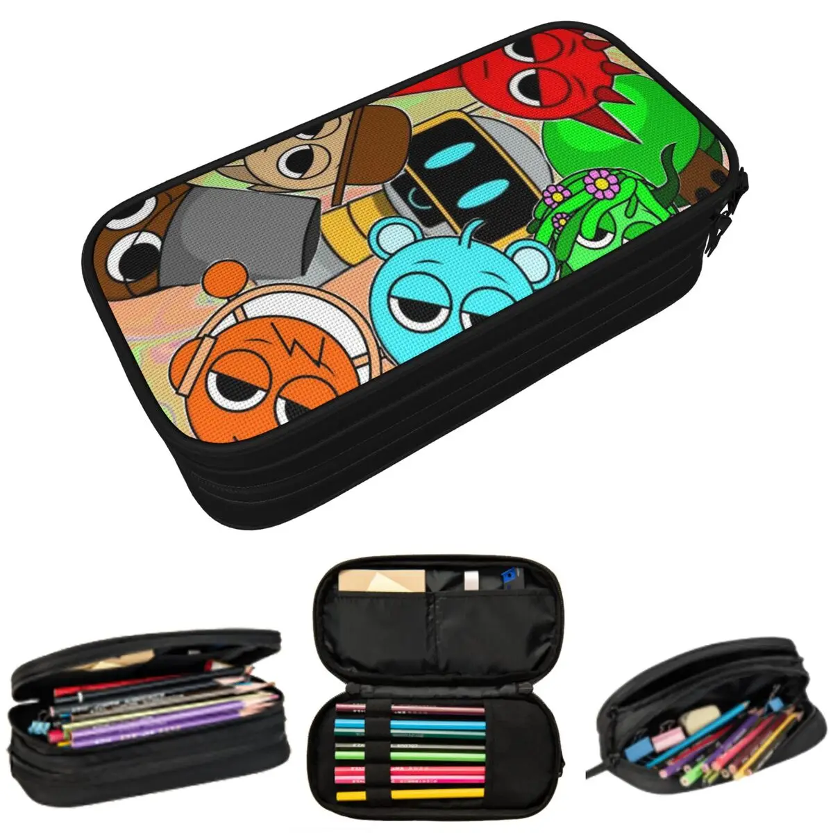 

Пенал Sprunki Incredibox для школьников, игровой пенал-косметичка, сумка для канцелярских принадлежностей, органайзер для ручек