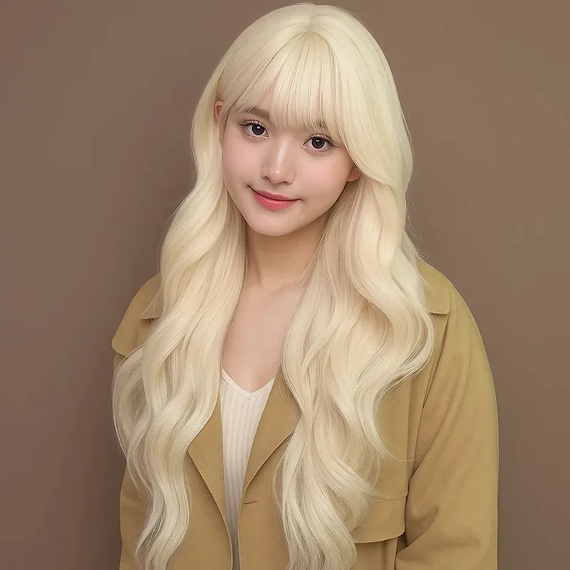 

Гладкий светло-золотой синтетический парик 26 дюймов, подходит для женских праздников, повседневных путешествий, ролевых игр.