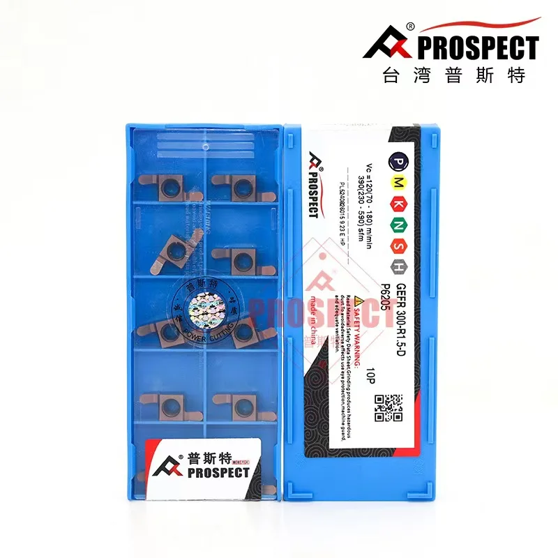 Prospect Grooving Inserts GEFR250/350/400-R0.5/0.75/1.0/1.25/1.5-D P6205 for Stainless Steel, High Wear Resistance Cutting Tool