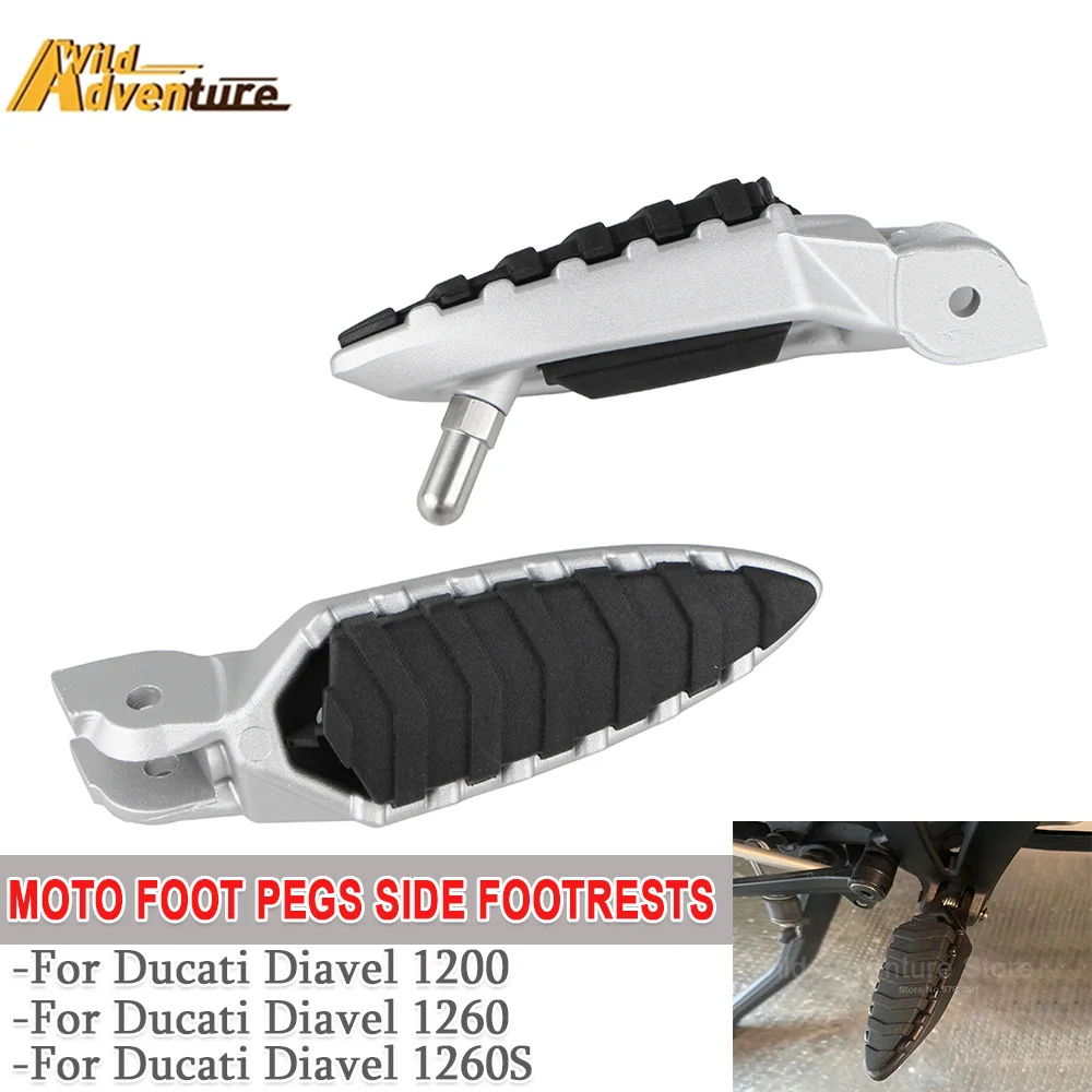 

Motorcycle Foot Pegs Side Footrests For Ducati Diavel 1260 1260S 1200 2013-17 2018 Pedal Legs Bracket FootRest With Rubber Cover