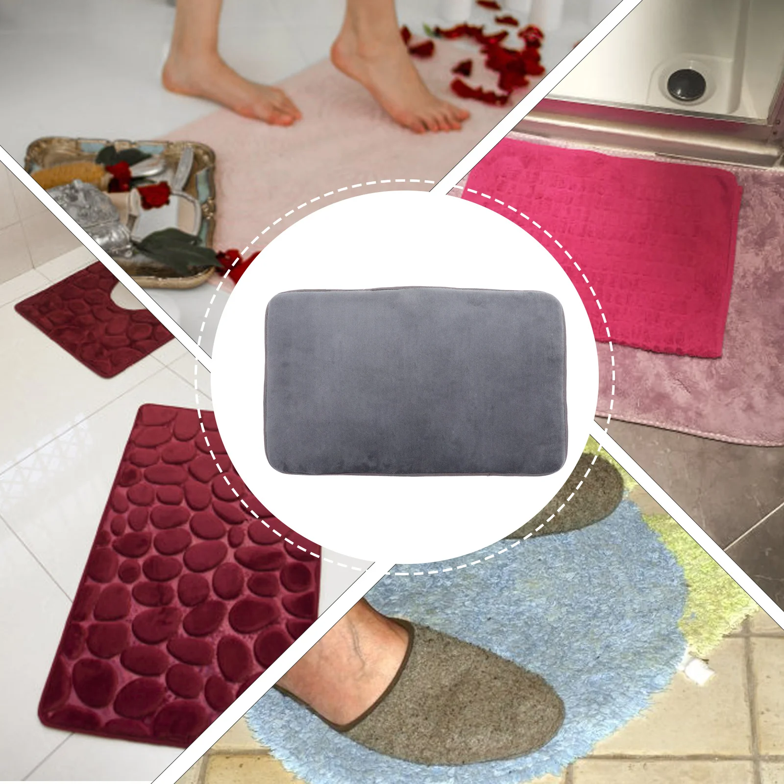 

Soft Memory Foam Bath Rug Nonslip Absorbent Bathroom Mats Elegant Design Anti-Skid Water Absorption Pad Shower Rug