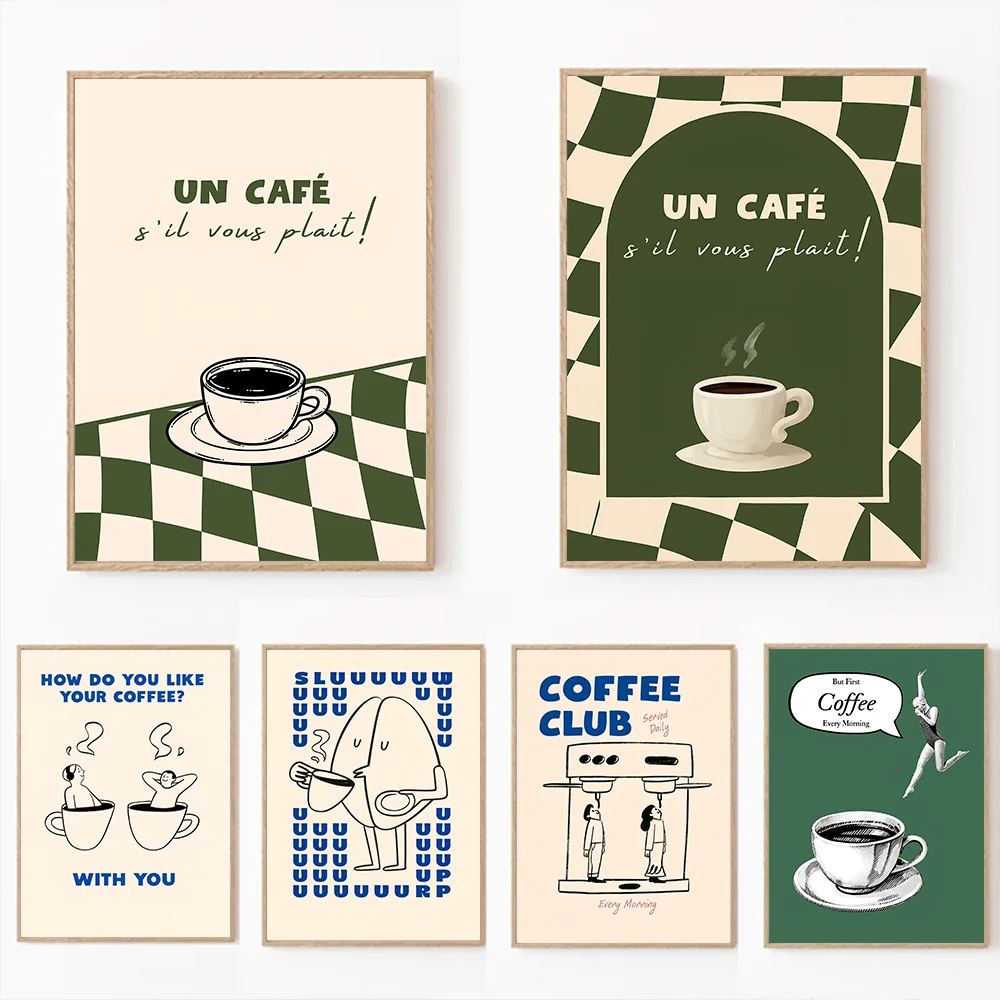 Fun Coffee Slogan Poster Coffee Diver Abstract Wall Art Canvas Print Painting Kitchen Café Home Decor Gifts for Coffee Lovers