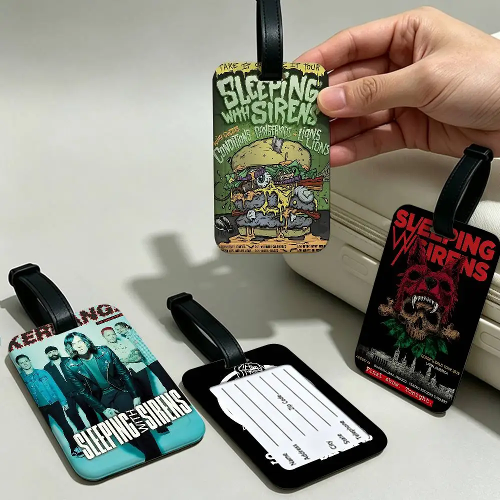 Band S-Sleeping with Sirens PVC Anti lost Luggage Identifier Tag Removable Information Card Holder Travel Baggage Tag