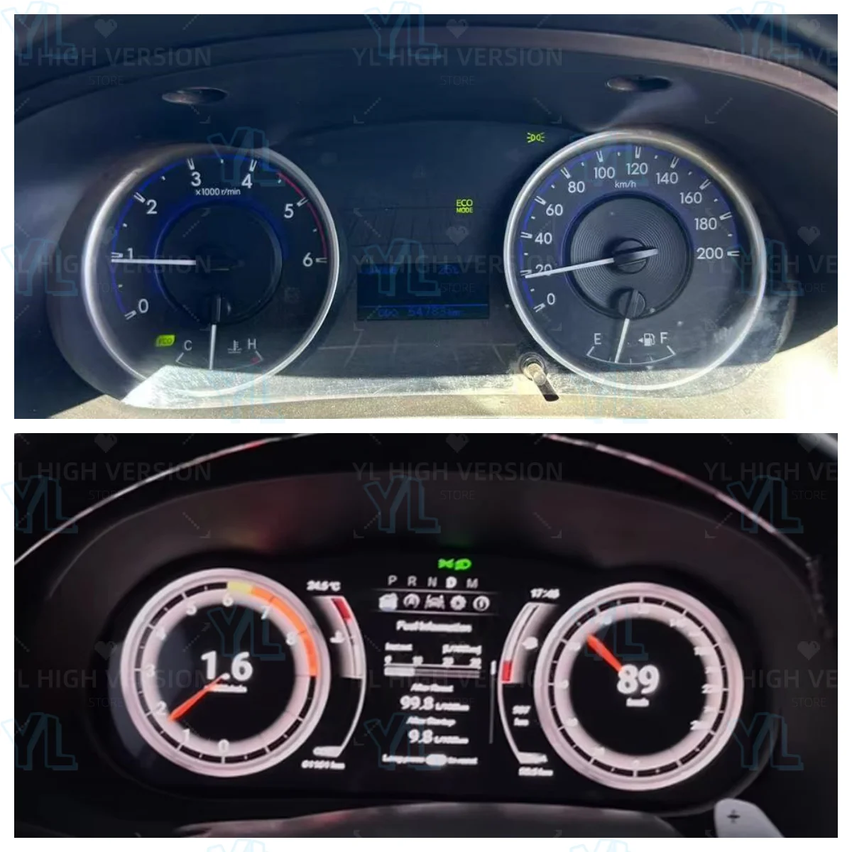12.3 Inch Car LCD Digital Cluster For Toyota Hilux 2016-2024 2005-2015 Linux Dashboard Virtual Cockpit Instrument Speed Meter