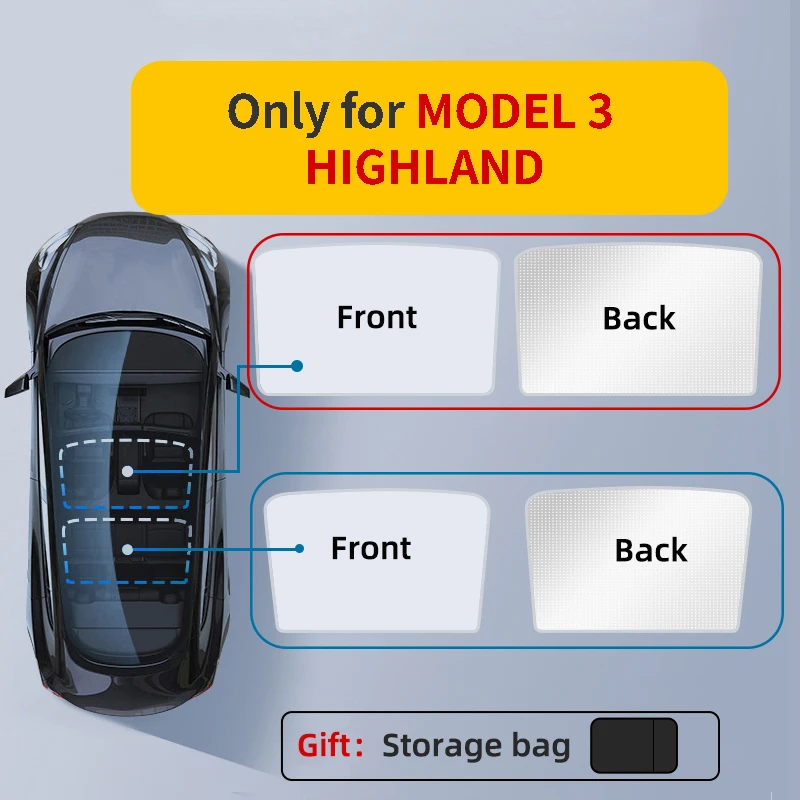 Isolamento térmico Pára-sol para tesla modelo 3, pano de gelo, fivela sol, Pare vidro, clarabóia traseira dianteira, Highland, 2023, 2024