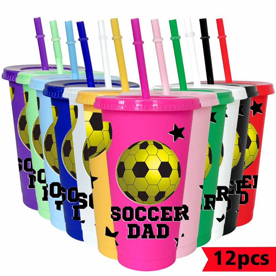 12pcs-set-football-star-pattern-26oz-colored-plastic-party-cold-cup-for-birthday-back-to-school-gift-gameday-drinkware