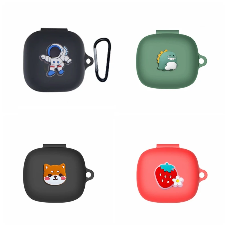 Capa de silicone para JBL Live Pro Plus, Fone de ouvido Anti-Drop Protect Cover com gancho, Fone de ouvido dos desenhos animados