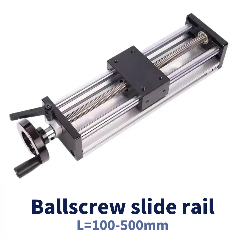 Linear Guide Manual Sliding Table 100-500MM Stroke Ballscrew SFU1204 Handwheel Double Optical Axis CNC Table Saw 3D Printer XY