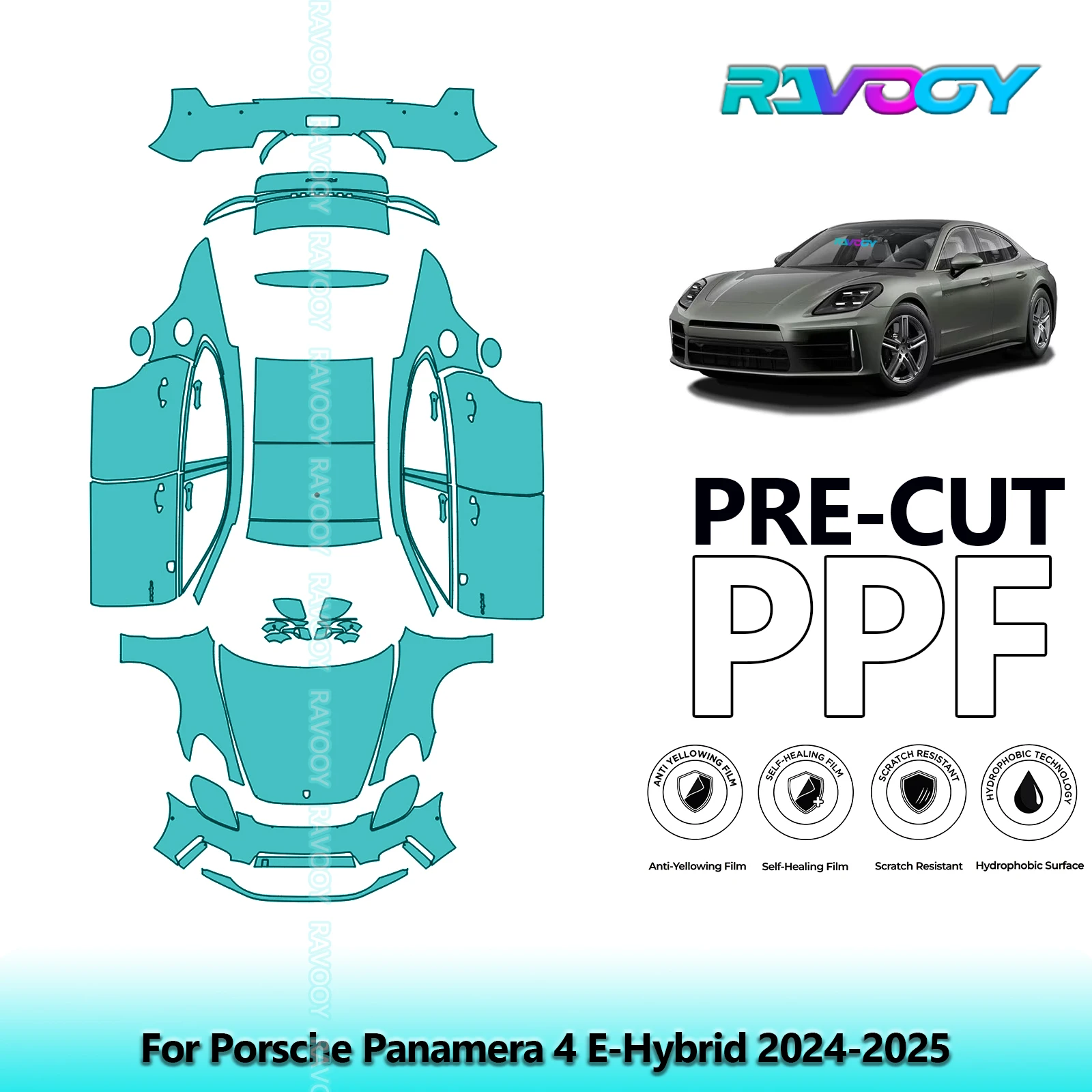 

8.5Mil Precut PPF Paint Protection Film Full Vehicle Clear Bra For Porsche Panamera 4 E-Hybrid 2024-2025