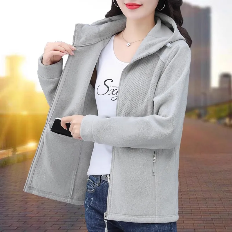 Fleece Pullover Jacke Frauen Herbst Winter Kurze Jacke 2025 Neue Casual Zipper Strickjacke Fleece Warme Tops Weibliche Oberbekleidung Mantel