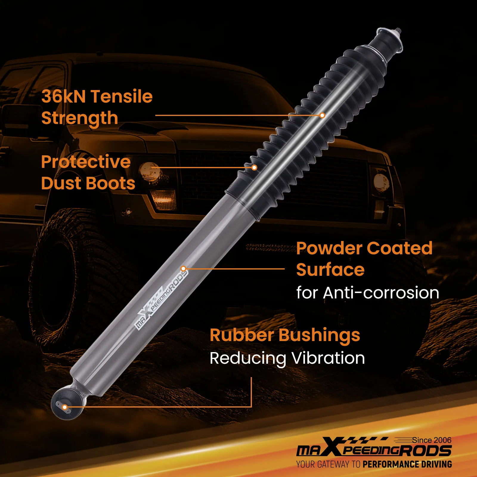 Choque de elevação frontal de 1-3" para Jeep Cherokee/Wrangler 1984-2006 com carregamento de nitrogênio