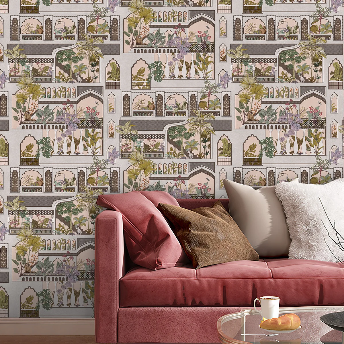 Peel and Stick Garden Landscape Wallpaper Home Decor Removable Self Adhesive Courtyard Contact Paper for Cabinet Bedroom Wall
