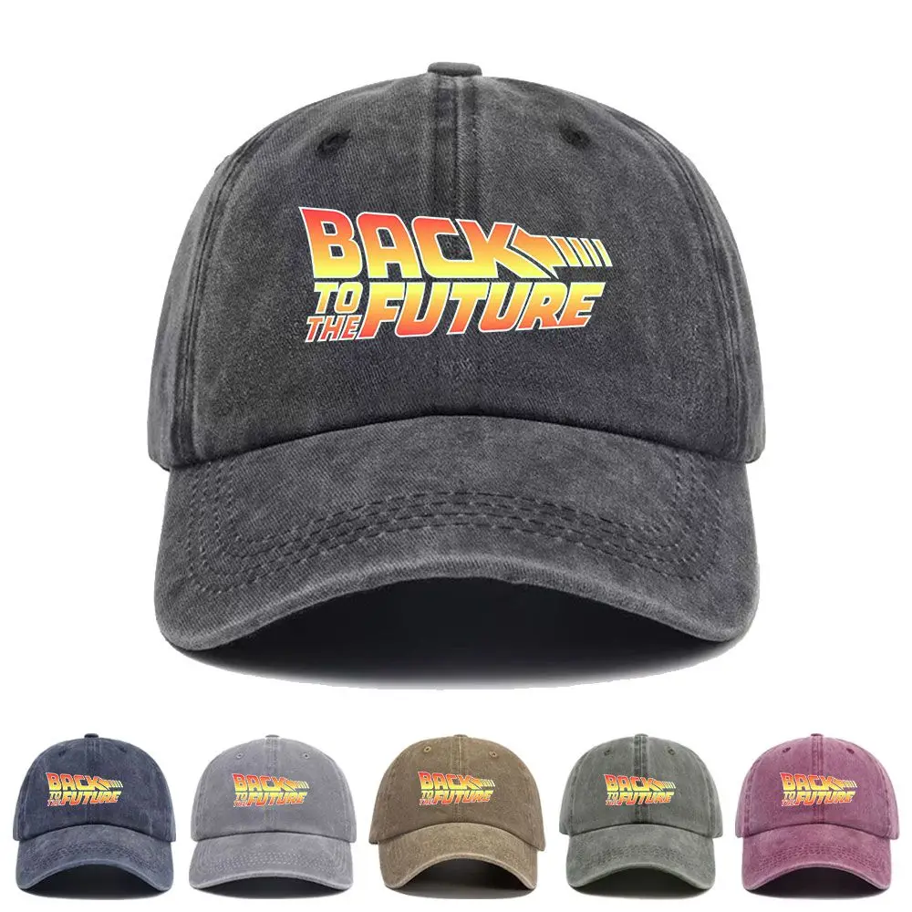 Vintage Washed Baseball Cap Back To The Future Print Graphic Unisex Streetwear Casual Trucker Style Summer Cotton Sun Hat