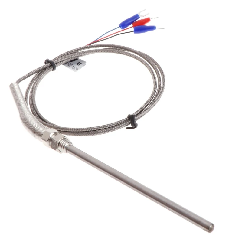 RTD PT100 Temperature Sensor Thread M8 Cable 1M Thermocouple Probe 100mm 3 wires