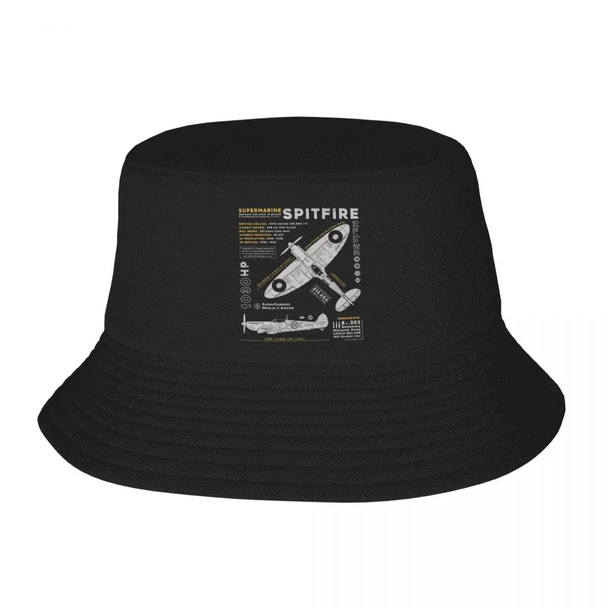 Custom Unisex Spitfire Bucket Hat Beach Sun Fighter Pilot Aircraft Airplane Summer Fishing Hat