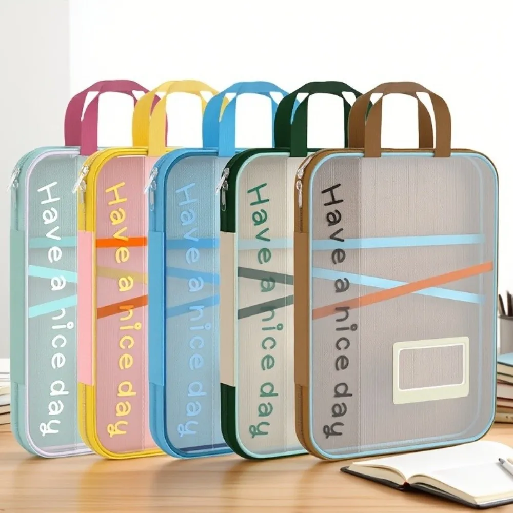 

Сумка для хранения документов Dopamine, большая вместительная сетчатая сумка на молнии, органайзер для документов, красочная прозрачная сумка из холста, сумка для учебы, канцелярские принадлежности