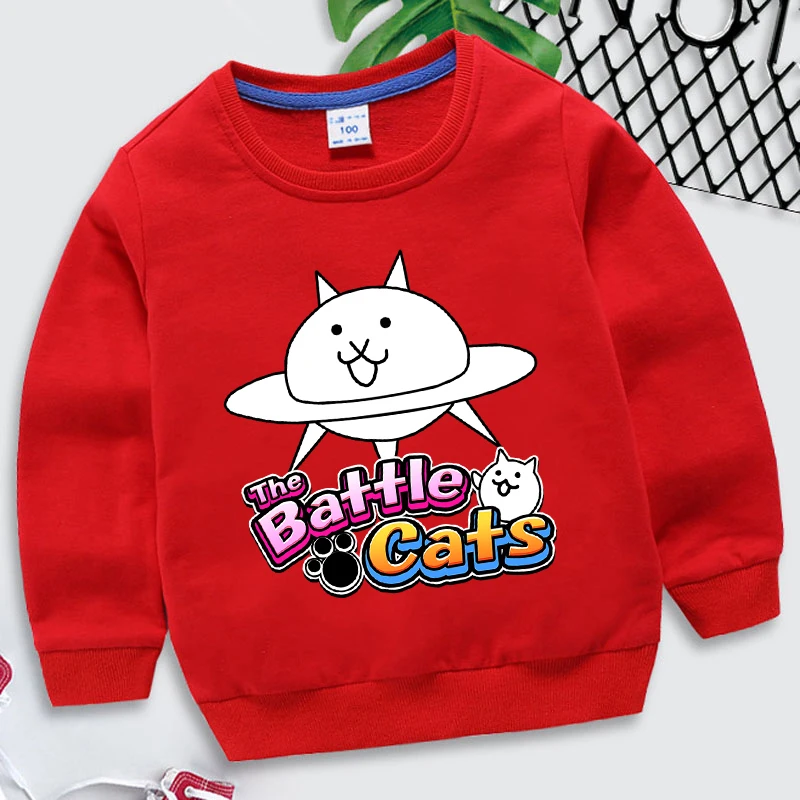 The Battle Cats Clothes Sweet Style 3 to 14 Years Children Pure Color Sweatshirt Autumn Harajuku Fashion Casual Kids Pullovers