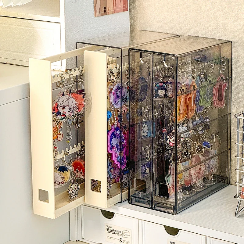 Keychain Display Stand for Hanging Anime Pendants Doll Toys Display Box Dustproof Storage Box for Guzibaji Pendants Jewelry Rack