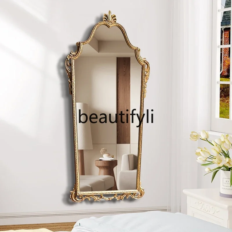 

French retro full-body mirror household entrance mirror light luxury fireplace decorative mirror wall-mounted CQY