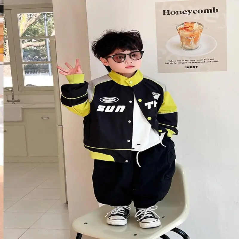 الصبي النسخة الكورية البيسبول جيرسي قاطرة سترة جديدة طالب موضة Kawaii الخريف والشتاء بلايز معطف ملابس الأطفال #4