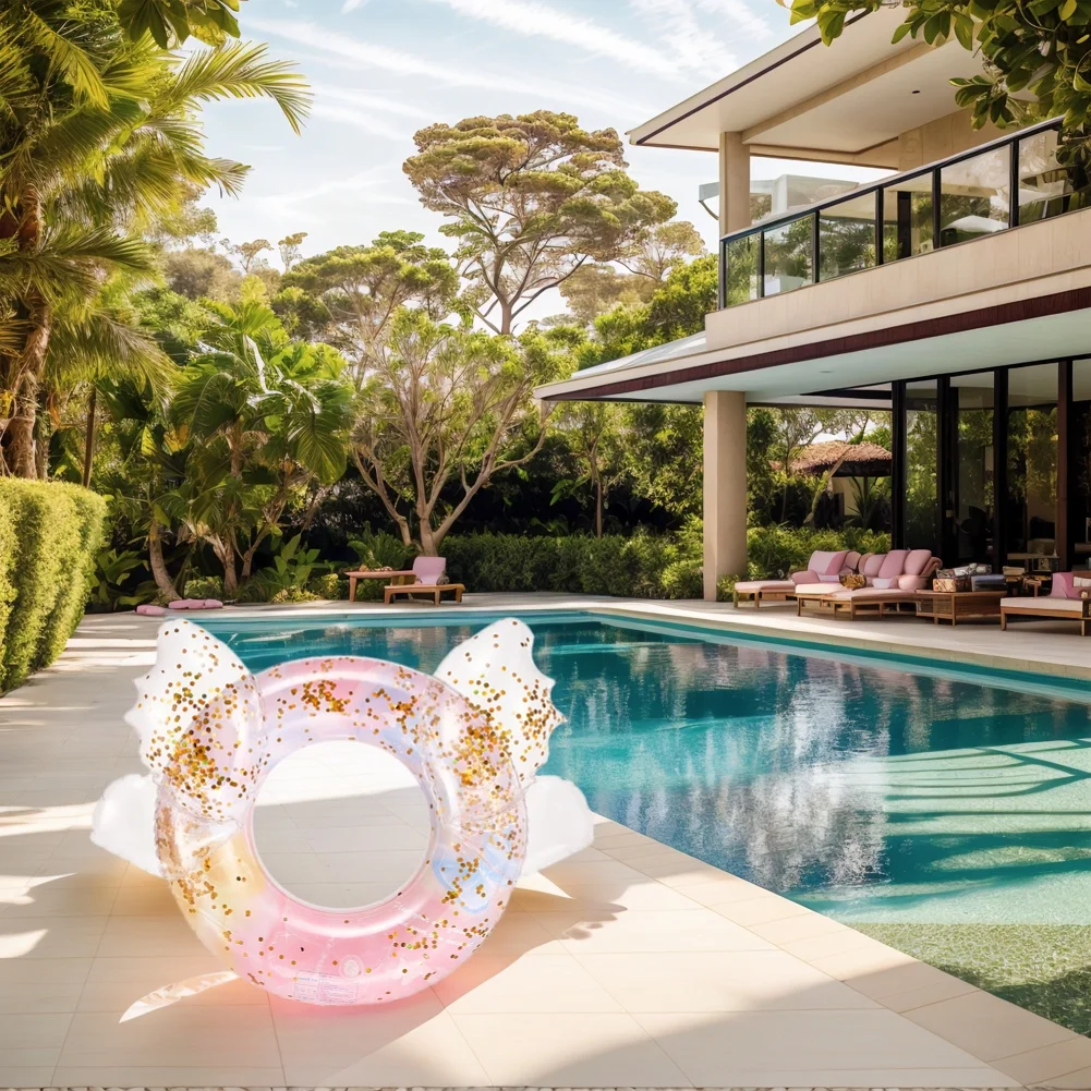 Anillo de natación inflable, anillos de piscina con lentejuelas, anillos flotantes para piscina a prueba de fugas, flotadores de natación, accesorios para piscina
