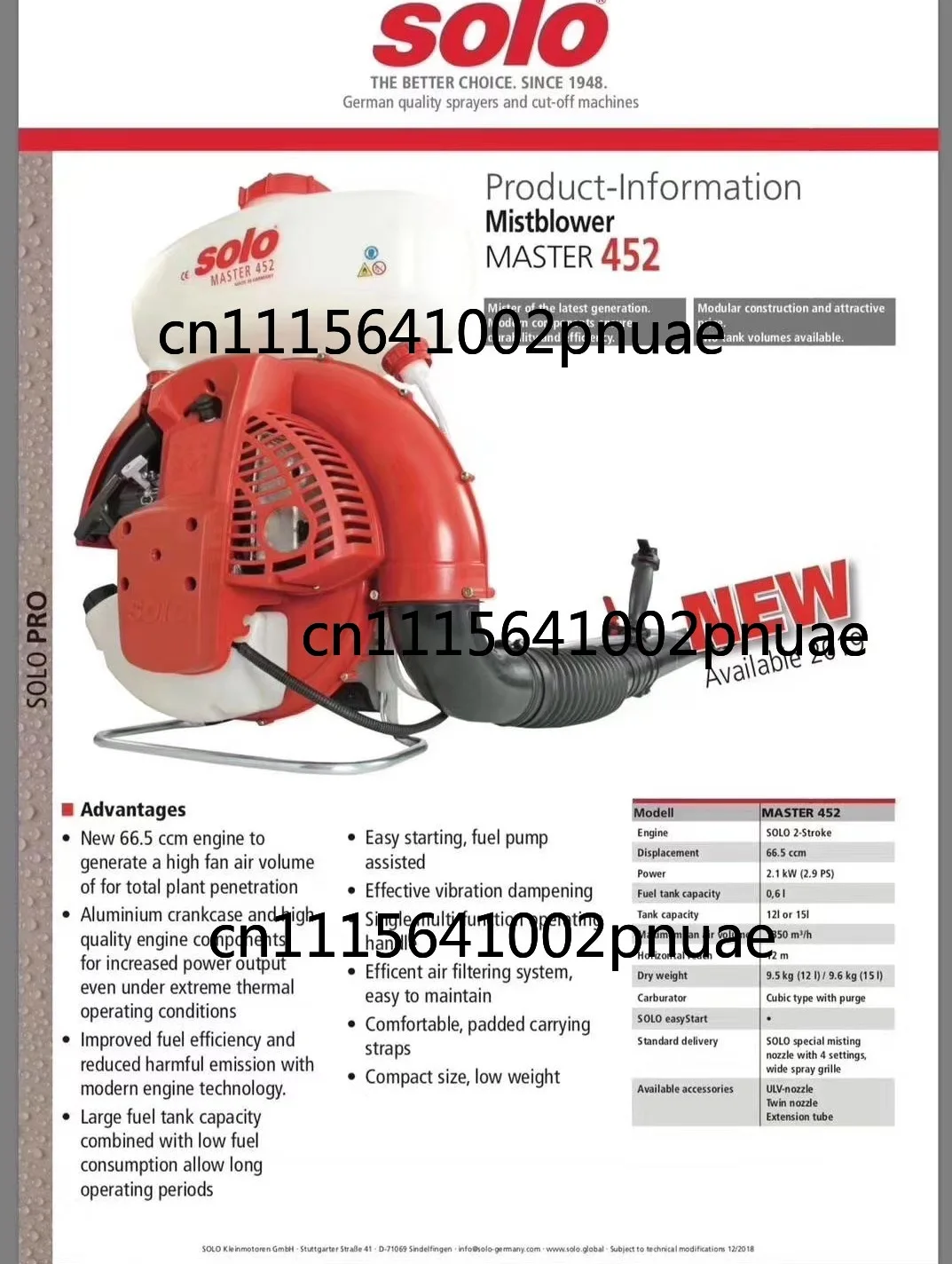 70cc Sprayer 423 452 Spray Duster Knapsack Two-Stroke High-Power Gas Engine Fuel-Efficient and Durable Insecticidal Machine