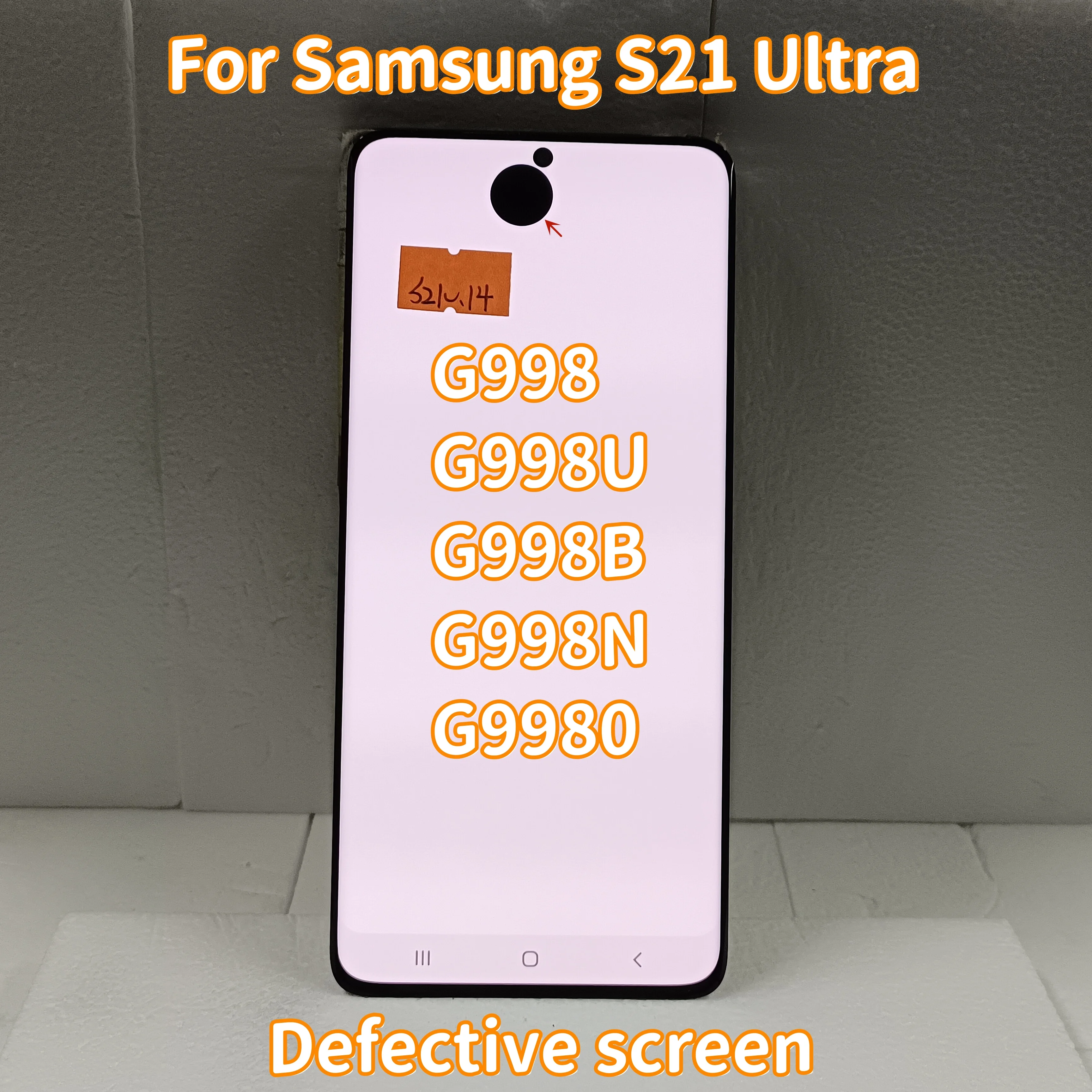 120HZ Super AMOLED For Samsung Galaxy S21 Ultra 5G G998B G998U G9980 LCD Display Touch Screen Digitizer Assembly With defects