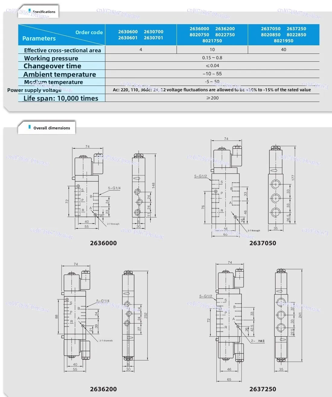 263 | 802 | 2630 Pneumatic Reversing Solenoid Valve | Pilot Slide Column Solenoid Valve