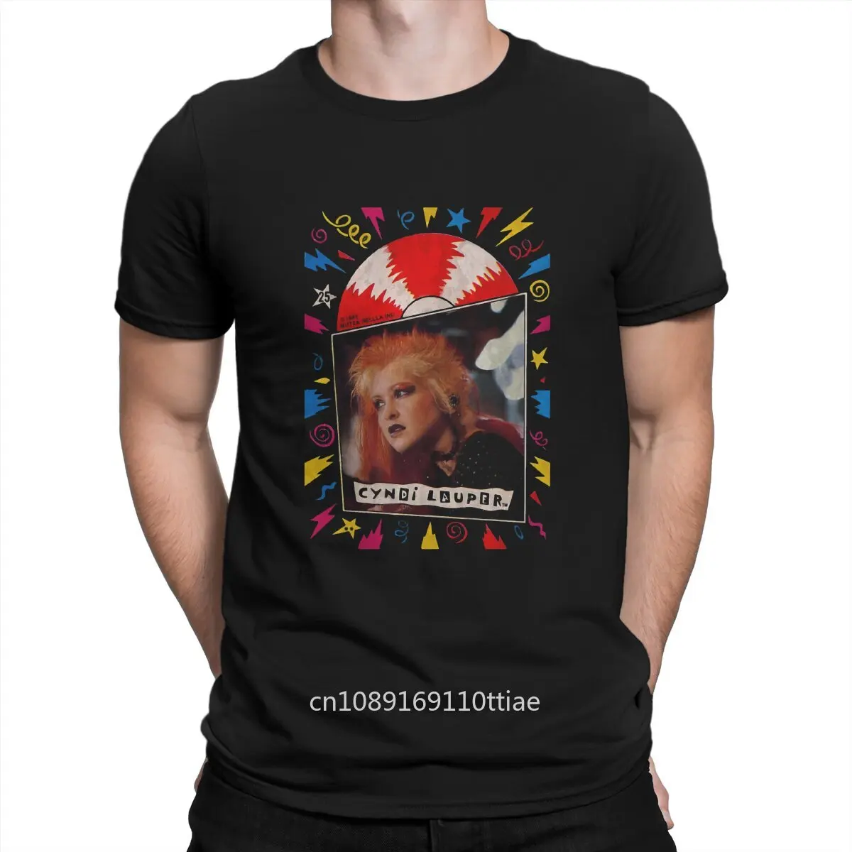 Leisure Cyndi T-Shirt Men Crewneck 100% Cotton T Shirts Cyndi Lauper Short Sleeve Tees Printed Clothing