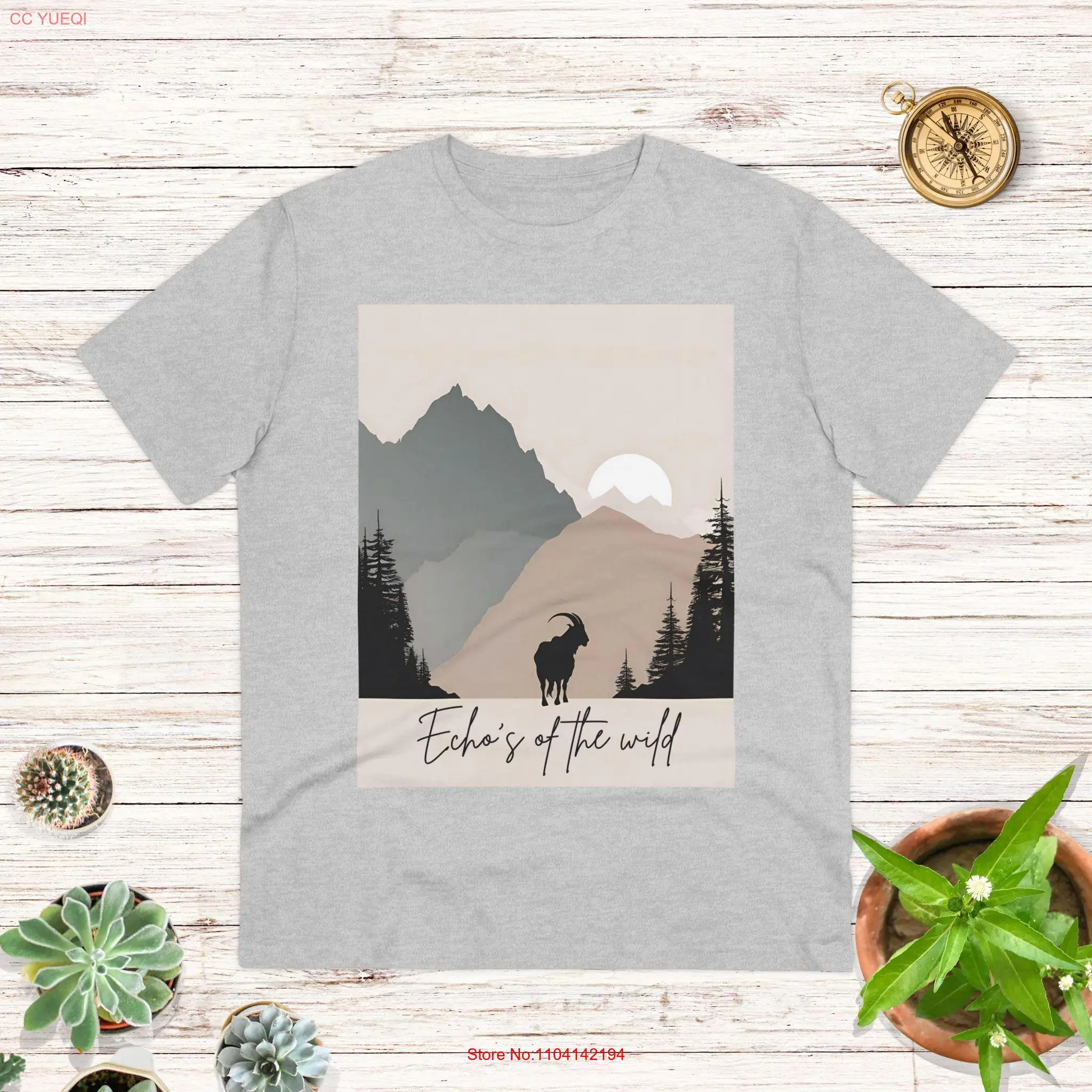 Echoes of the Wild Mountain Goat Eco Friendly T Shirt Stylish Sustainable for Nature Lovers Hikers and Wildlife Enthusiasts