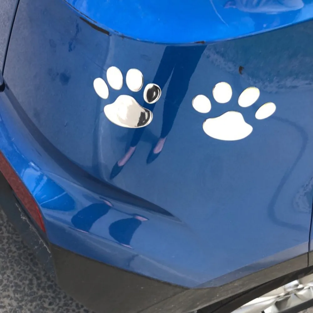 2Pcs/Set 3D Stereo Dog Paw Car Stickers Pure Colors PVC Animal Footprint Window Decals Auto Body Styling Automobile Decoration