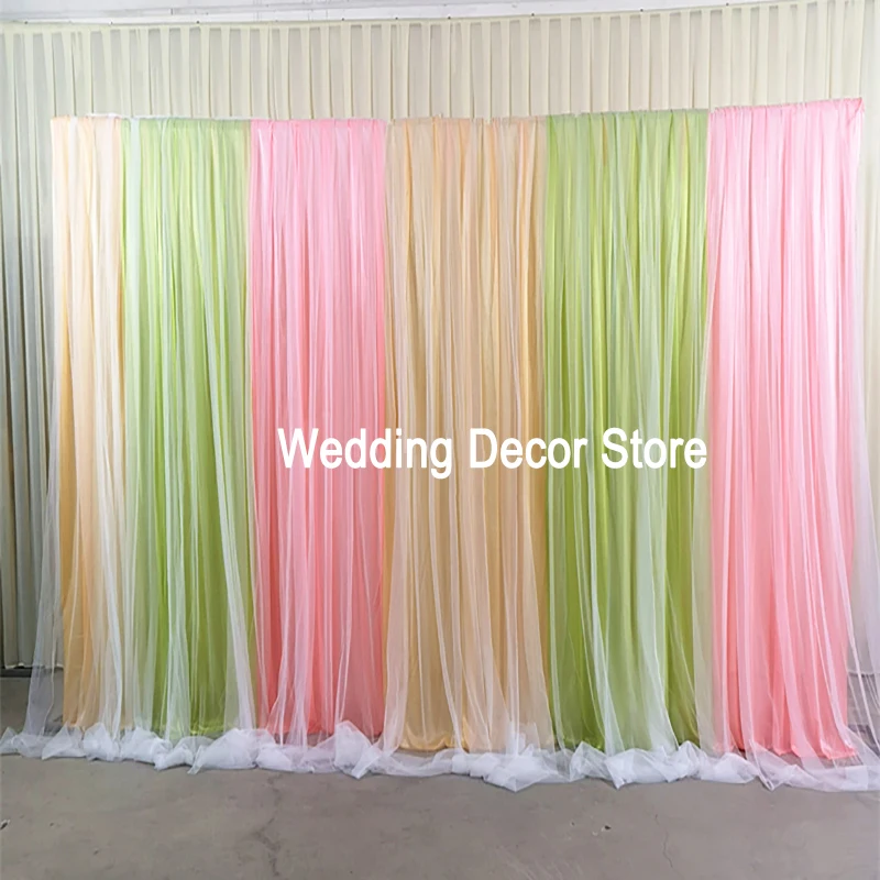 

Double Layer Colorful Birthday Party Drape Panel Wedding Church Stage Background Curtain Baby Shower Photo Booth Decoration