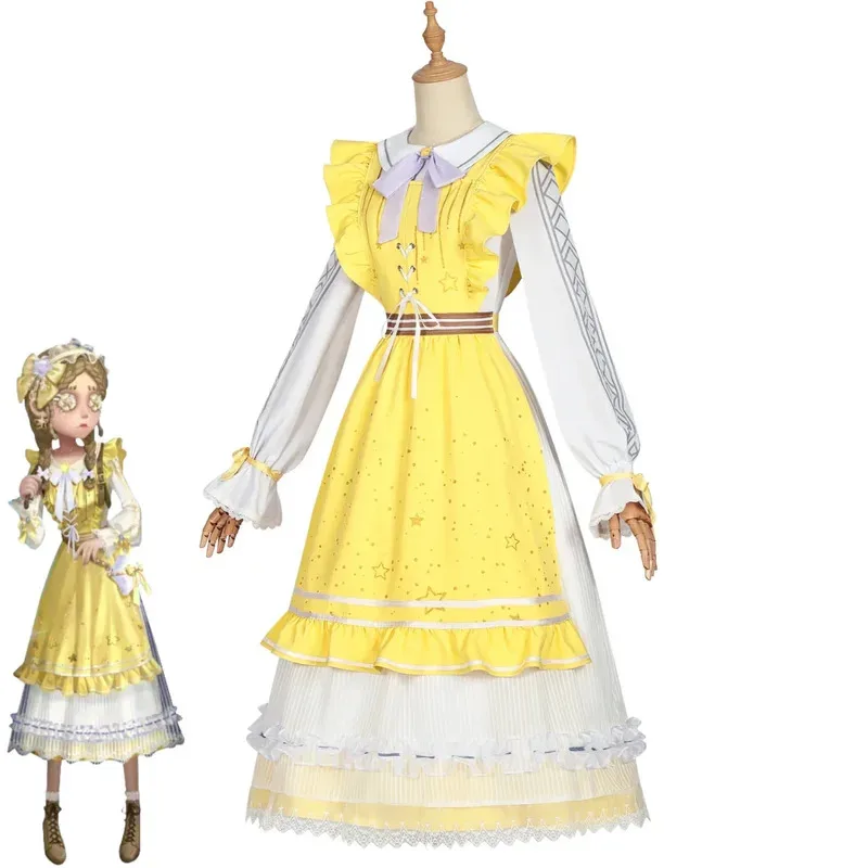 لعبة الهوية V آن ليستر لعبة التاجر التأثيرية فستان أصفر لامع أغطية الرأس شعر مستعار امرأة لطيف أنيمي حفلة اللعب الزي؛ 2