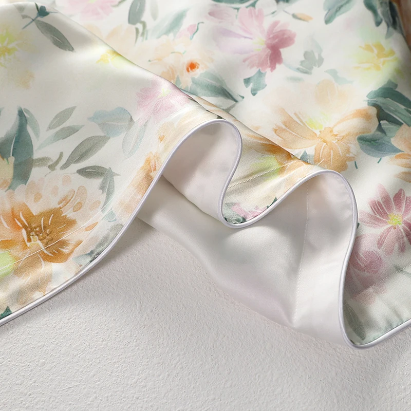 DISANGNI Floral Printed Silk Pillowcase for Hair and Skin, 100% Pure Mulberry Silk Front, 1 Piece