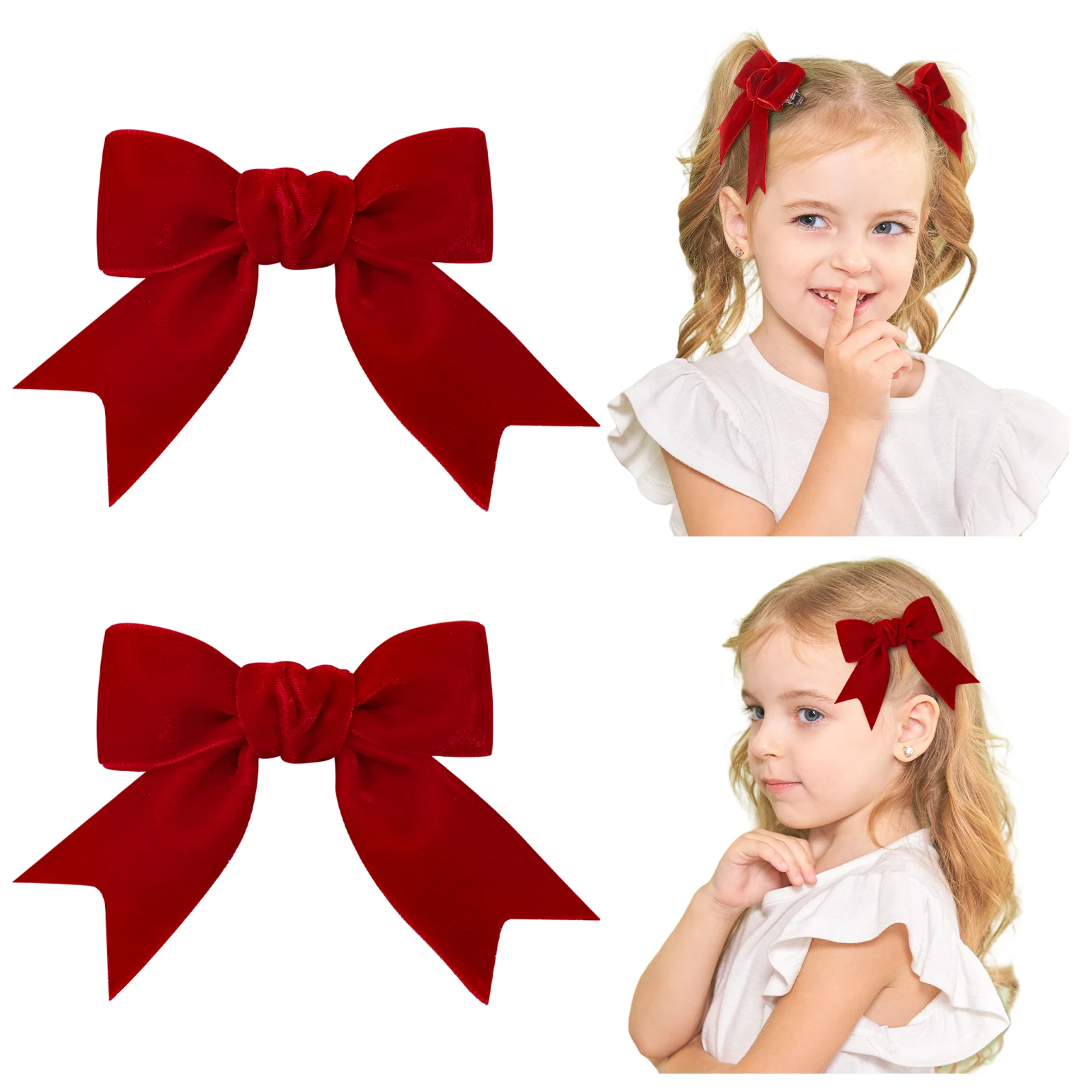2 teile/satz Baby Mädchen Weihnachten Rot & Grün Samt Bögen Haar Clips Retro Handgemachte Haarnadel Kopfbedeckungen Neue Jahr Haar Zubehör