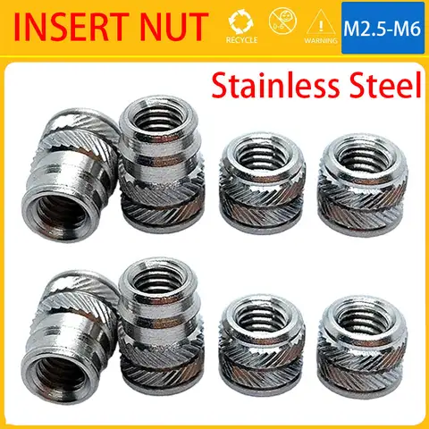 M2.5 M3 M4 M5 M6 Insert Nuts Stainless Steel Heat Set Hot Melt Threaded Insertion Injection Molding Embedment Nut For 3d Printer