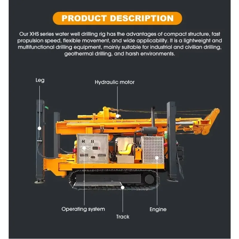 Customized Factory Price Depth 200m 300m 500m 600m Water Well Drilling Rig Water Bore Machine Mine Drilling Rig
