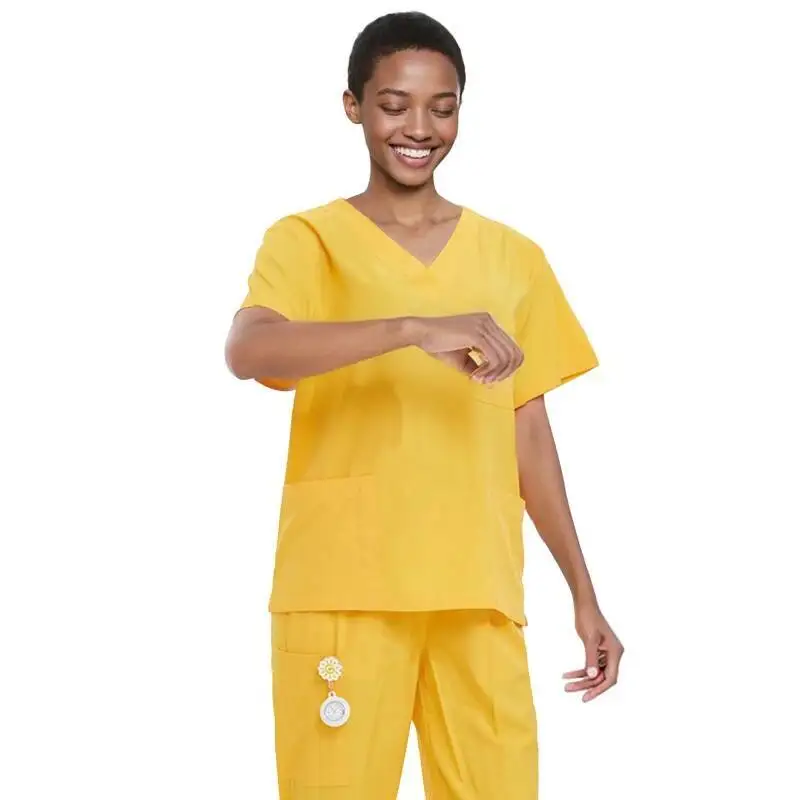 Polyester Women Nurse Sets Medical Uniforms Hospital Doctors Outfits Dental Clinic Scrub Set Beauty Salon Clothing S