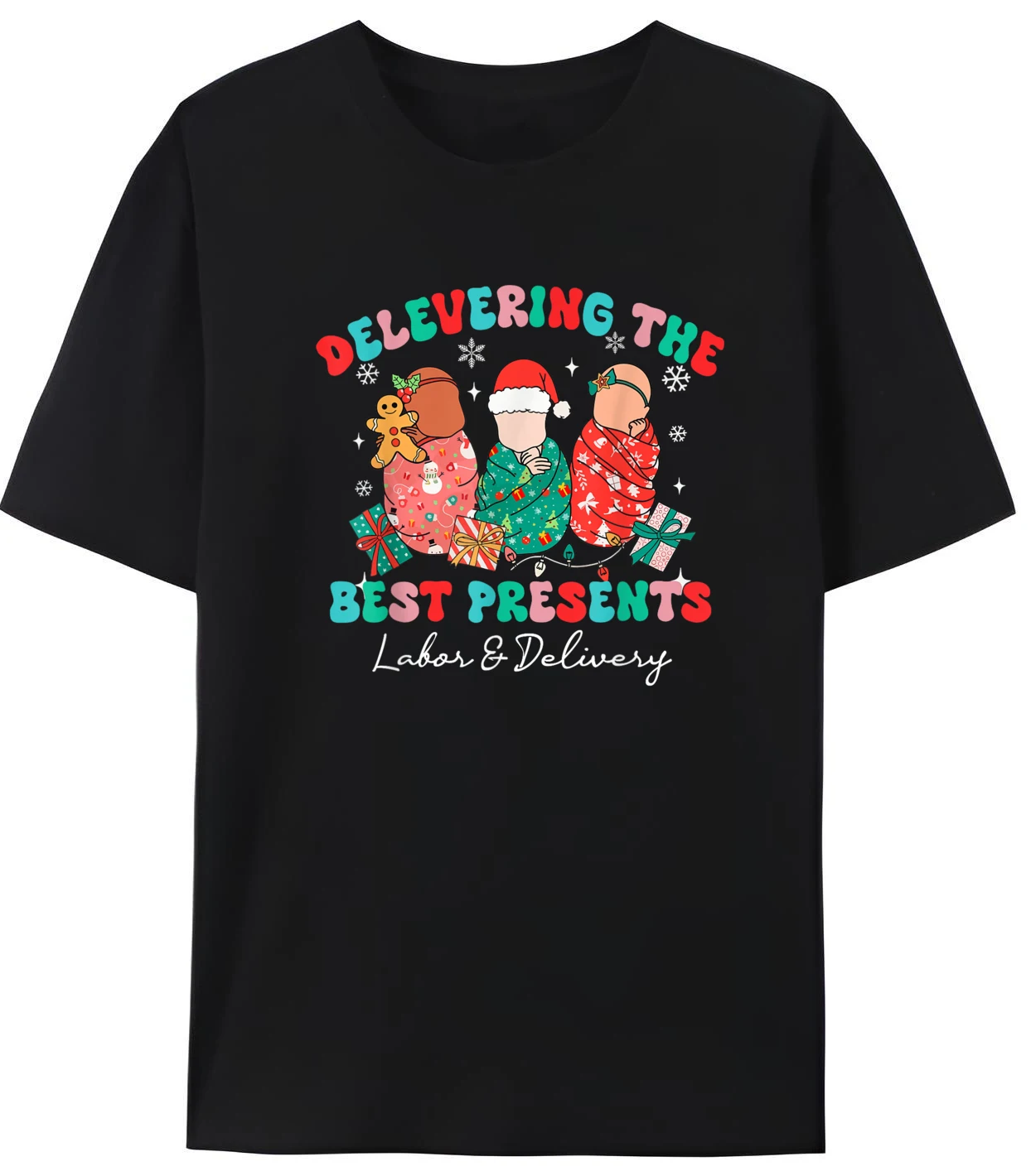 

Delivering The Best Presents Labor Delivery Nurse Christmas Men's Cotton Breathable Casual Summer Printed Tees