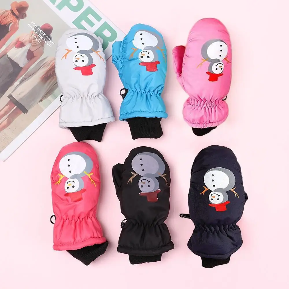 Cute Thick Warm Children Ski Gloves Windproof Non-slip Waterproof Mittens Cartoon Winter Sports Gloves for 2-5 Years Old