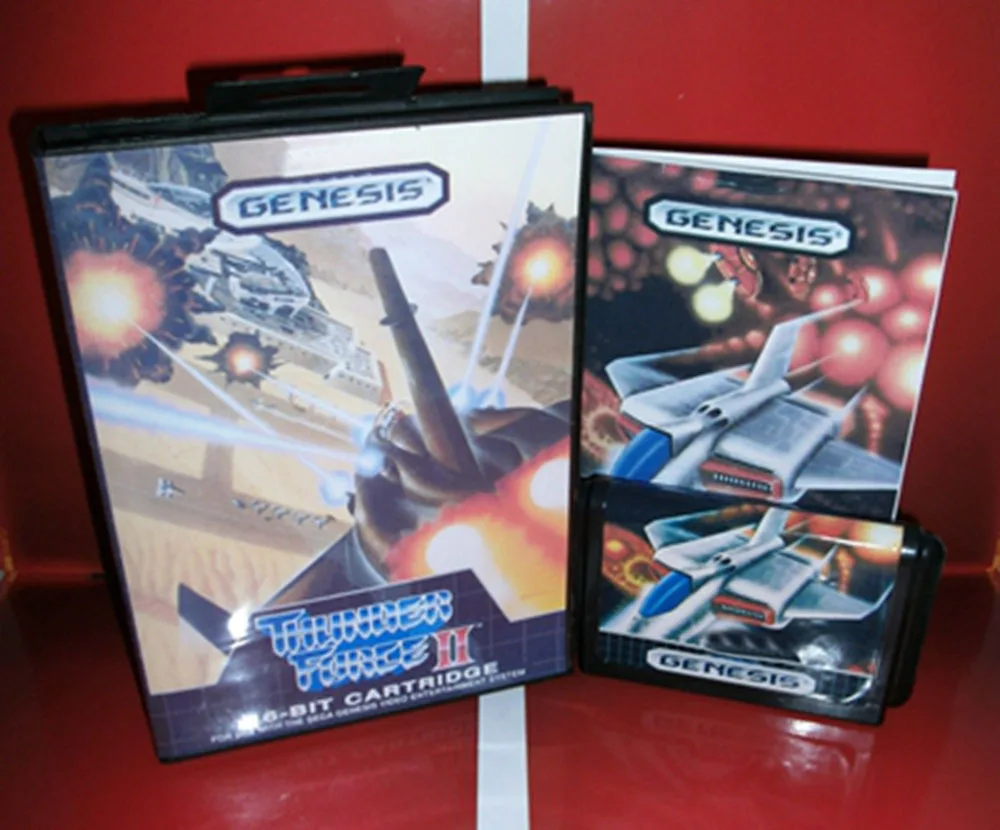 Gran oferta Thunder Force II con caja estadounidense y libro Manual, tarjeta de juego MD de 16 bits para consolas Sega MegaDrive Genesis