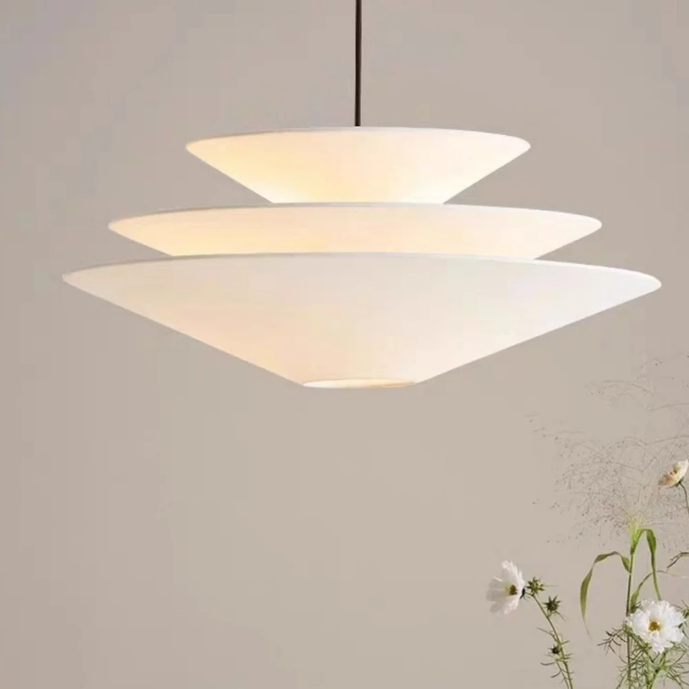 French Cream Style Pendant Light Nordic Retro Fabric Pendant Lamp Living Room Bedroom Dining Room Wardrobe Hanging Line Light
