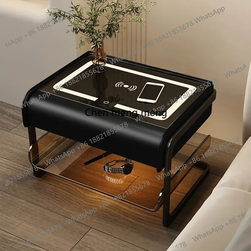 

E136 French European Metal Nightstands Modern Glass Unique Storage Nightstands Minimalist Design Table De Chevet Home Furniture