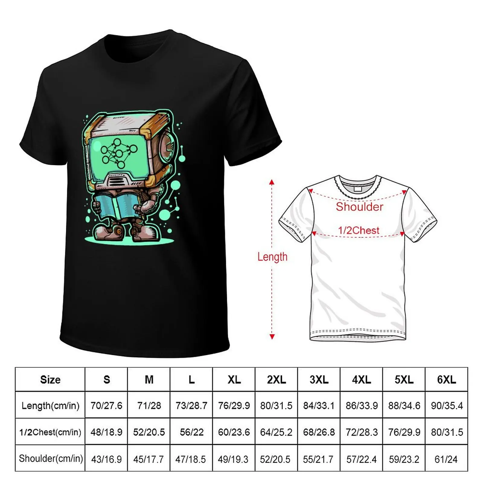 Machine Learning Robot T-Shirt Simple Casual Short Sleeve Cotton T-Shirt