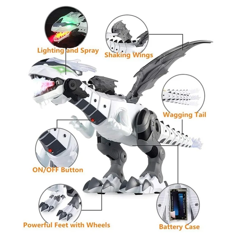 Mist Spraying Robot Dragon Toy Kids Walking Dinosaur Fire Breathing Water Spray With Lights And Sounds