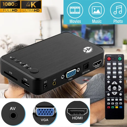 4K HDマルチメディアビデオプレーヤー,1080p,H.264, AV, HD-MI, VGA出力,USB,放送,広告,展示会用