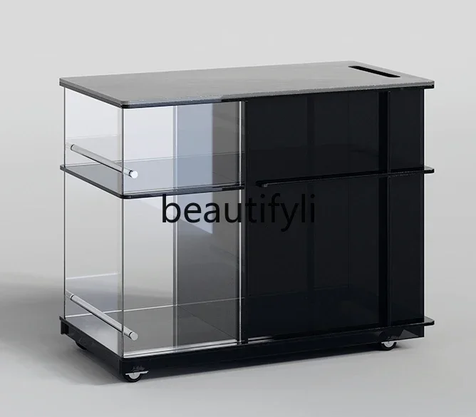 

ss D Tea cabinet removable living room sofa side trolley simple tea table wine cabinet storage