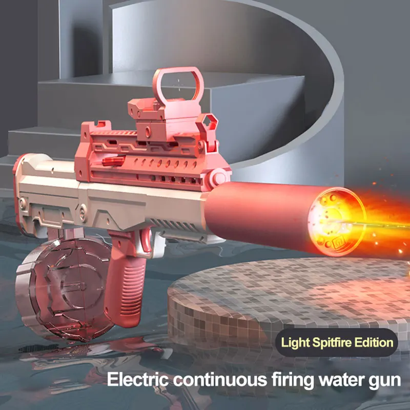 مدفع المياه الكهربائية الكبيرة مع أضواء Led Watergun مسدس الضغط العالي التلقائي رذاذ الماء للأطفال البنادق لعبة الشاطئ للأطفال